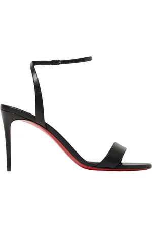 Christian Louboutin Buty, Kobieta, Czarny, 41 EU, Czarne Obcasy Sandały z Paskiem na Kostkę