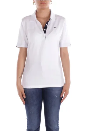 Lacoste Koszulki, Kobieta, Biały, S, Bawełna, Białe T-shirty i Pola z przodu guziki
