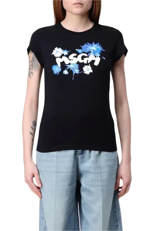 Msgm Koszulki, Kobieta, Czarny, XS, Czarna Koszulka z Logo