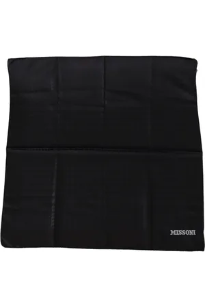 Missoni Akcesoria, Mężczyzna, Czarny, ONE SIZE, Wełniany szal z jednolitym wzorem i haftowanym logo