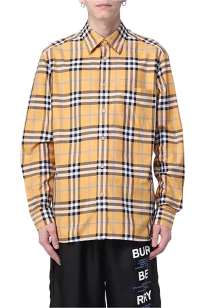 Burberry Koszule, Mężczyzna, Pomarańczowy, S, Pomarańczowa Koszula W Kratę