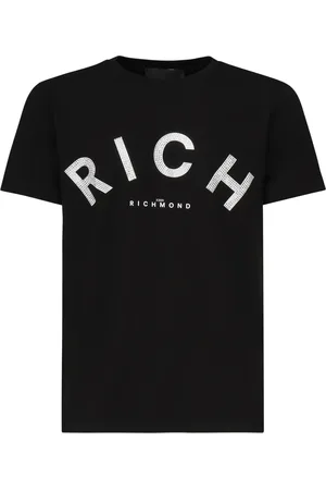 John Richmond Koszulki, Mężczyzna, Czarny, M, Czarny Crewneck T-shirty i Polosy