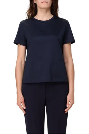 Max Mara Koszulki, Kobieta, Niebieski, XS, Czarna koszulka z krótkim rękawem