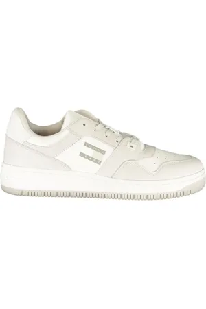 Tommy Hilfiger Buty, Mężczyzna, Biały, 44 EU, Białe Poliestrowe Niskie Sneakersy