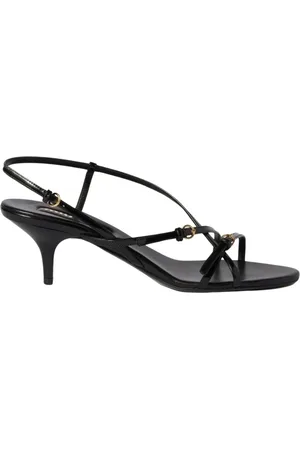Miu Miu Buty, Kobieta, Czarny, 40 EU, Skórzane Sandały na Kitten Heel