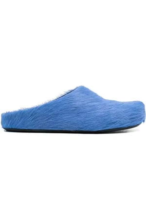 Marni Buty, Mężczyzna, Niebieski, 45 EU, Niebieskie Skórzane Buty z Futrem