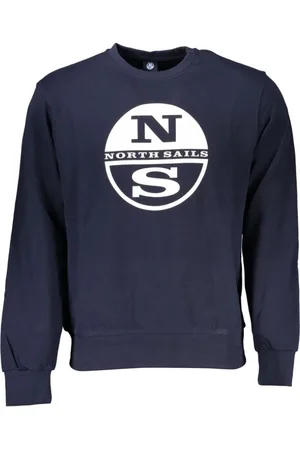 North Sails Bluzy, Mężczyzna, Niebieski, 2XL, Szczotkowany Sweter z Nadrukiem Logo