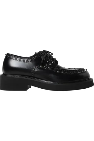 VALENTINO GARAVANI Buty, Mężczyzna, Czarny, 44 EU, Len, Czarne Studded Brogue Derby Buty