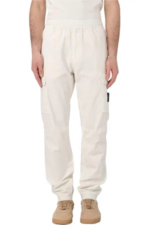 Stone Island Spodnie, Mężczyzna, Beżowy, W32, Nylon, Spodnie Cargo Luźny Krój Kość słoniowa