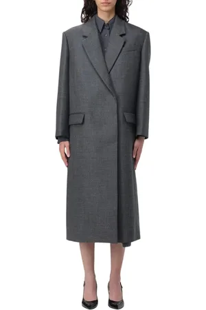 Brunello Cucinelli Płaszcze, Kobieta, Szary, S, Elegancki Wełniany Płaszcz Midi