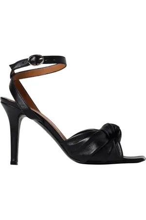 Via Roma Buty, Kobieta, Czarny, 38 EU, Czarne Skórzane Obcasy Sandały