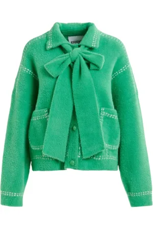 Essentiel Antwerp Swetry, Kobieta, Zielony, M, Oversize Sweter z Kontrastującymi Szwami i Szalikiem