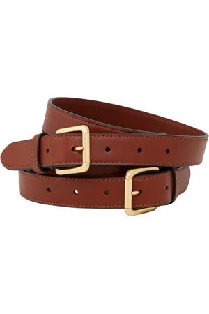 Ralph Lauren Akcesoria, Kobieta, brązowy, M, Brązowy pasek z podwójną klamrą