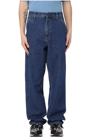Carhartt Jeansy, Mężczyzna, Niebieski, W32, Jasne Spodnie Stolarskie Luźny Krój