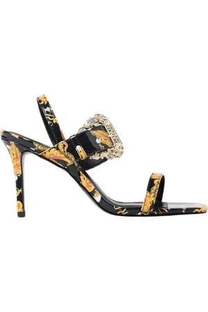 VERSACE Buty, Kobieta, Wielobarwność, 39 EU, Czarne Barokowe Obcasy Sandały