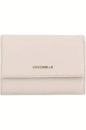Coccinelle Akcesoria, Kobieta, Różowy, ONE SIZE, Portfel Skórzany Trifold w Piasku