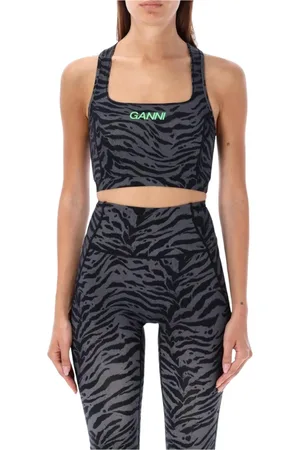 Ganni Koszulki, Kobieta, Czarny, M, Zebra Print Activewear Set