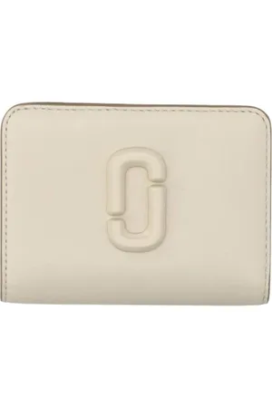 Marc Jacobs Akcesoria, Kobieta, Beżowy, ONE SIZE, Kompaktowa Skórzana Portmonetka w Dove Grey