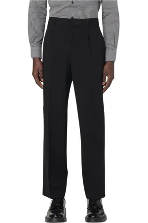 Emporio Armani Spodnie, Mężczyzna, Czarny, M, Czarne Spodnie Plisowane Stylowy Design