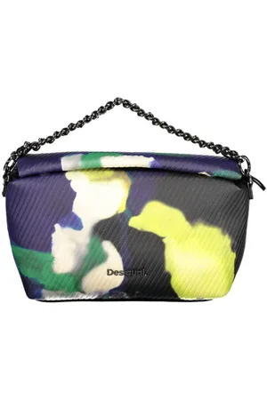 Desigual Torebki, Kobieta, Wielobarwność, ONE SIZE, Len, Czarna torba z polietylenu z uchwytem na łańcuszku