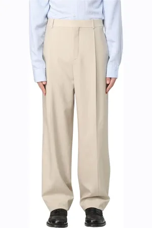 Saint Laurent Spodnie, Mężczyzna, Beżowy, L, Tailored Wide-Leg Pants