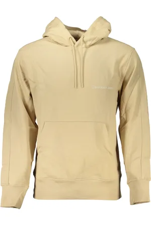 Calvin Klein Bluzy, Mężczyzna, Beżowy, S, Beżowy bluza z kapturem i nadrukiem logo