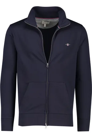 GANT Bluzy, Mężczyzna, Niebieski, L, Bawełna, Granatowa bluza rozpinana