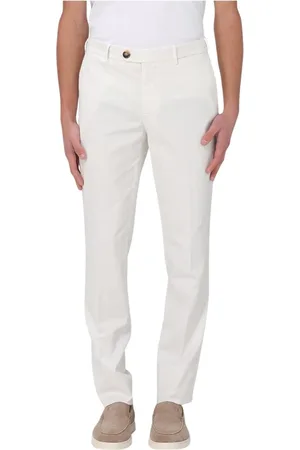 Brunello Cucinelli Spodnie, Mężczyzna, Biały, S, Beige Slim Fit Spodnie