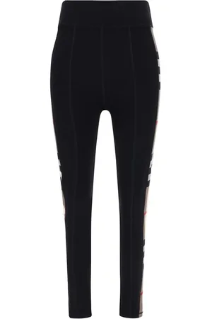 Burberry Spodnie, Kobieta, Czarny, M, Legginsy Slim Fit z Nadrukiem