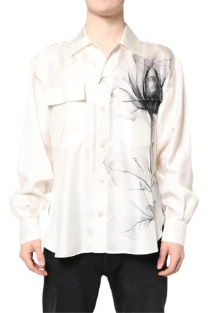 Dolce & Gabbana Koszule, Mężczyzna, Beżowy, M, Ivory Jedwabna Koszula Casualowa