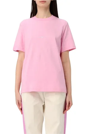 Msgm Koszulki, Kobieta, Różowy, M, Różowa T-shirt z okrągłym dekoltem
