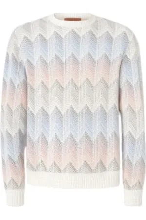 Missoni Swetry, Mężczyzna, Wielobarwność, L, Gradient Chevron Crewneck Sweter z Pipingiem