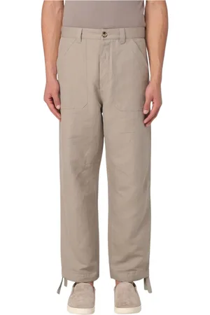 Brunello Cucinelli Spodnie, Mężczyzna, Zielony, 3XL, Luźne lniane spodnie z wiązaniem