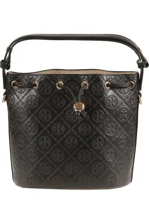 Tory Burch Torebki, Kobieta, Czarny, ONE SIZE, Czarna Skórzana Torba Wiaderko