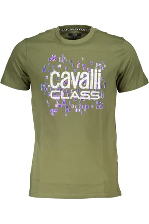 Roberto Cavalli Koszulki, Mężczyzna, Zielony, XL, Zielony T-shirt Męski Krótki Rękaw Logo