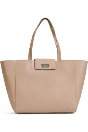 Calvin Klein Torebki, Kobieta, Beżowy, ONE SIZE, Poliester, Średnia Torba Shopper Kolekcja Jesień/Zima