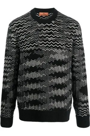 Missoni Swetry, Mężczyzna, Czarny, M, Czarny Sweter w Zig Zag