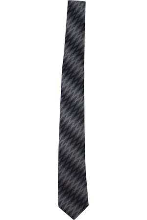 Missoni Akcesoria, Mężczyzna, Szary, ONE SIZE, Jedwabny Krawat w Pasy Zig Zag