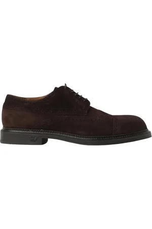 Emporio Armani Buty, Mężczyzna, brązowy, 45 EU, Zamsz, Niebieskie Brogue Oxfordy z zamszu