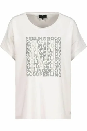 monari Koszulki, Kobieta, Biały, M, Klasyczny T-shirt z Okrągłym Dekoltem dla Kobiet