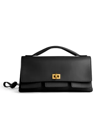 Balenciaga Torebki, Kobieta, Czarny, ONE SIZE, Len, Czarna Torba Torebka z Zapięciem na Klips