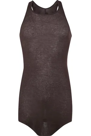 Rick Owens Koszulki, Mężczyzna, brązowy, L, Top z żebrowanym materiałem