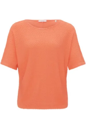 Opus Koszulki, Kobieta, Pomarańczowy, L, Klasyczny T-shirt z okrągłym dekoltem dla kobiet