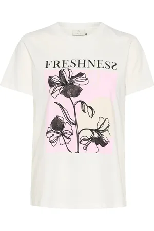 Kaffe Koszulki, Kobieta, Biały, L, Graficzny T-shirt Optyczna Biel
