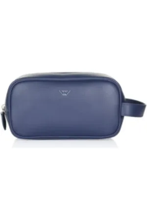 Emporio Armani Torebki, Mężczyzna, Niebieski, ONE SIZE, Niebieska Kosmetyczka Męska Stylowy Design