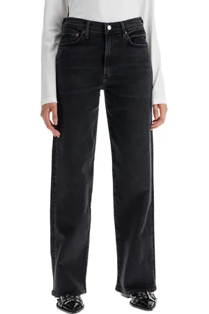 AGOLDE Jeansy, Kobieta, Czarny, W25, Czarne Proste Jeansyy Harper dla Kobiet