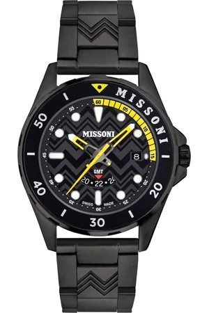 Missoni Akcesoria, Mężczyzna, Czarny, ONE SIZE, Len, GMT Sportowa Elegancja Zegarek Analogowy