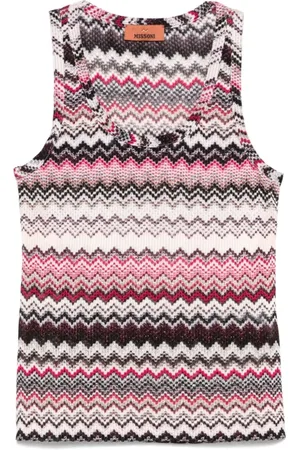 Missoni Koszulki, Kobieta, Wielobarwność, S, Czarny Top z Zikzakami Bez Rękawów