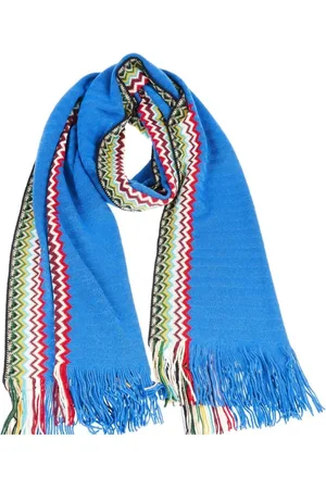 Missoni Akcesoria, Mężczyzna, Niebieski, ONE SIZE, Geometryczny Szal z Frędzlami