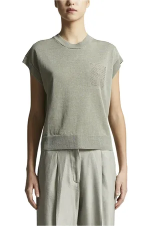 PESERICO SIGN Swetry, Kobieta, Zielony, 3XS, Sweter lniany i bawelniany